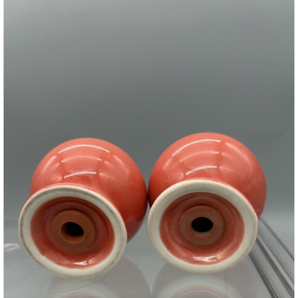 Homer Laughlin Fiesta Persimmon Salt + Pepper Shaker Set Retired Made in USA - Picture 5 of 5